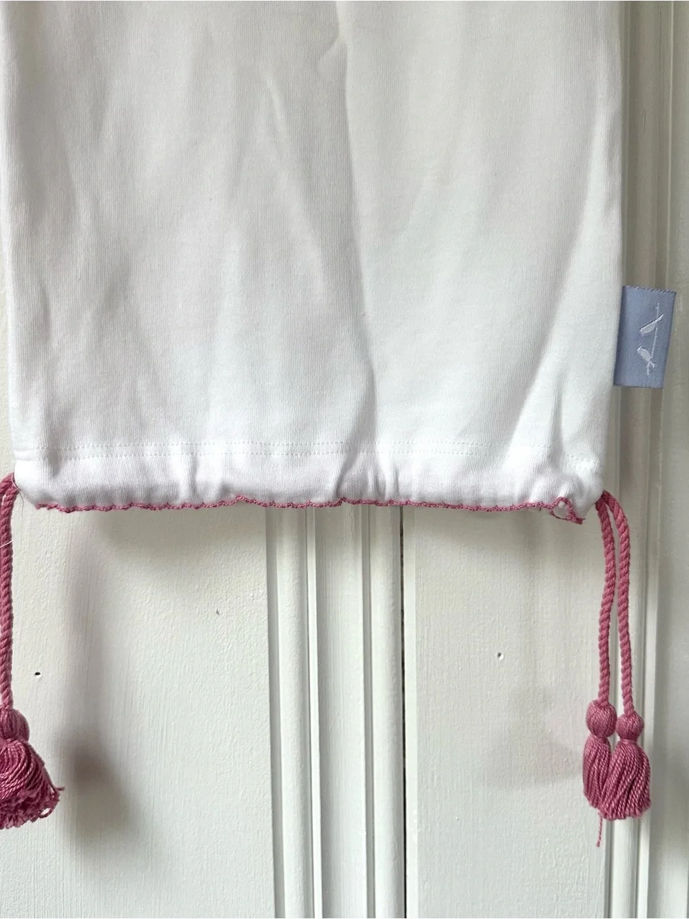 Serena & Lily 0-3M Pixie Lily White Cotton Sleep Sack with Pink Trim